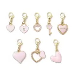 8Pcs Valentine's Day Heart Alloy Enamel Pendant Decorations