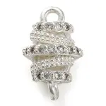 Brass Micro Pave Clear Cubic Zirconia Hollow Oval Connector Charms