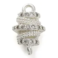 Brass Micro Pave Clear Cubic Zirconia Hollow Oval Connector Charms