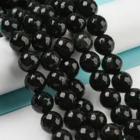 Natural Black Agate Round Beads Strand