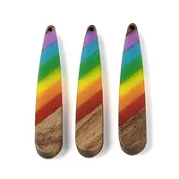 Pride Rainbow Theme Resin & Walnut Wood Pendants