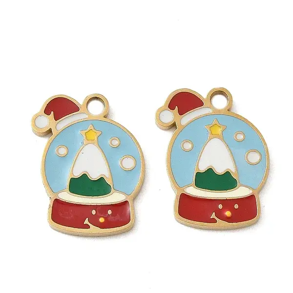 Christmas 304 Stainless Steel Enamel Pendants