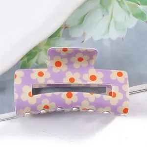 Flower Pattern PVC Plastic Claw Hair Clips