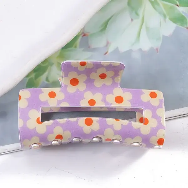 Flower Pattern PVC Plastic Claw Hair Clips