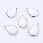 Golden Tone Brass Glass Teardrop Pendants