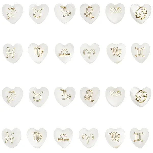 24Pcs 12 Styles Natural White Shell Beads