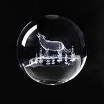 Glass 3D Laser Engraved Wolf Crystal Ball