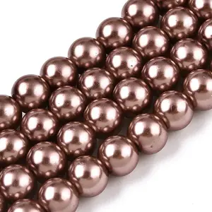 Baking Paint Pearlized Glass Pearl Round Bead Strands