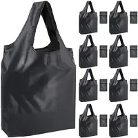 10Pcs Reusable Polyester Supermarket Shopping Tote Bags