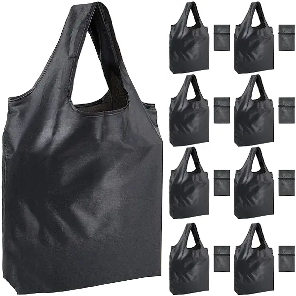 10Pcs Reusable Polyester Supermarket Shopping Tote Bags