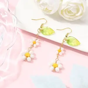 Electroplate Glass Dangle Earrings