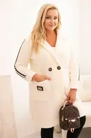 Kesi Włoski Dámský kabát Plus Size z umělé beránkové látky s kapsami ecru