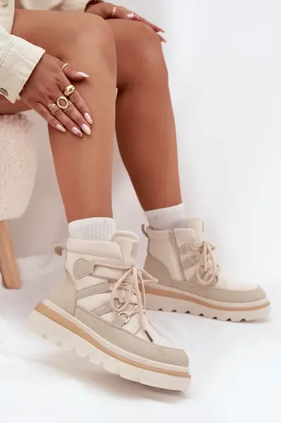 Boto Dámské Botky Trapery Na Platformě Světle Béžové Liorae