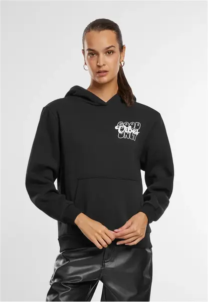 Women's Sweatshirt Good Vibes Puff Print Black