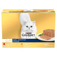 Gourmet Gold výběr paštik pro kočky - hovězí, tuňák, játra, krůta 12 x 85 g