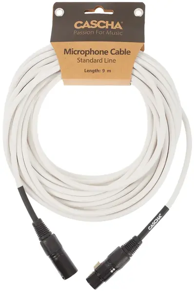 Cascha Standard Line Mic Cable White 9m