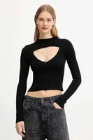 Vlněný svetr Diesel M-OLINA dámský, černá barva, s pologolfem, A18904.0PLBF