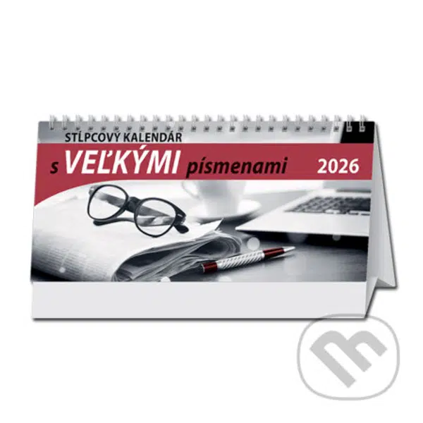 Stolový stĺpcový kalendár s veľkými písmenami 2026
