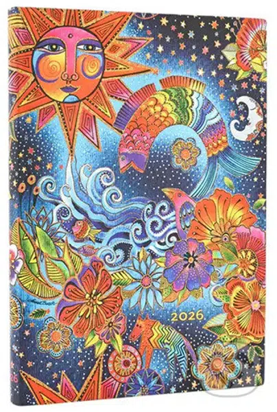 Paperblanks - týždenný diár Celestial Magic 2026 (flexi, midi, horizontálny, elastické zatváranie)