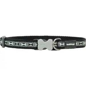 Nylonový obojok Red dingo s kostičkami čierny, Veľkosť: L