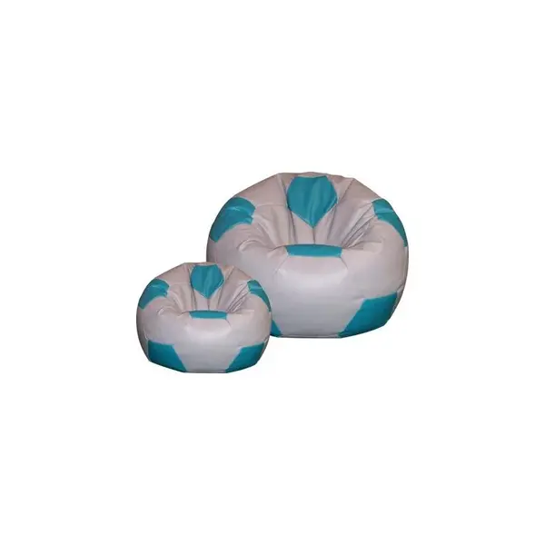 Sedací vak lopta 100x100 cm + podnožník sivá tyrkys
