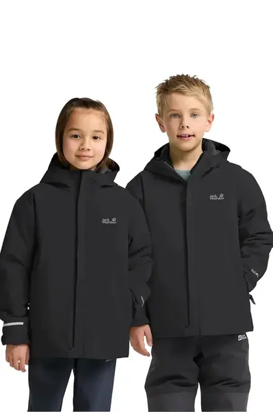 Bunda Jack Wolfskin FLOWLINE SKI JKT KIDS černá barva, A65317
