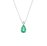 Náhrdelník se smaragdem a diamantem v bílém zlatě KLENOTA