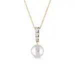 Zlatý prívesok s perlou a 3 briliantmi KLENOTA