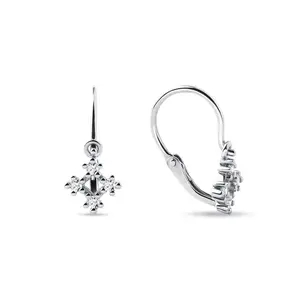 Dětské náušnice vločky s diamanty v bílém zlatě KLENOTA