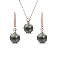Sada náhrdelníku a náušnic s tahitskou perlou v růžovém zlatě KLENOTA