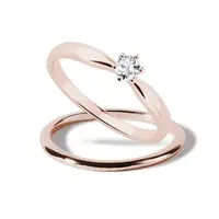 Sada zásnubního a snubního prstenu v lesku v růžovém zlatě KLENOTA