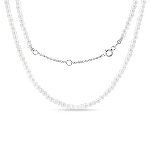 Náhrdelník s drobnými perlami v bílém 14k zlatě KLENOTA