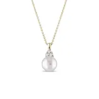 Náhrdelník zo žltého zlata so sladkovodnou perlou a briliantmi KLENOTA