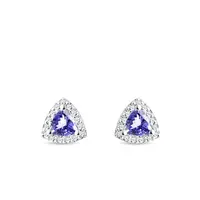 Náušnice z bieleho zlata s briliantmi a tanzanitom KLENOTA