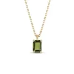 Náhrdelník zo žltého zlata s vltavínom vo výbruse octagon KLENOTA