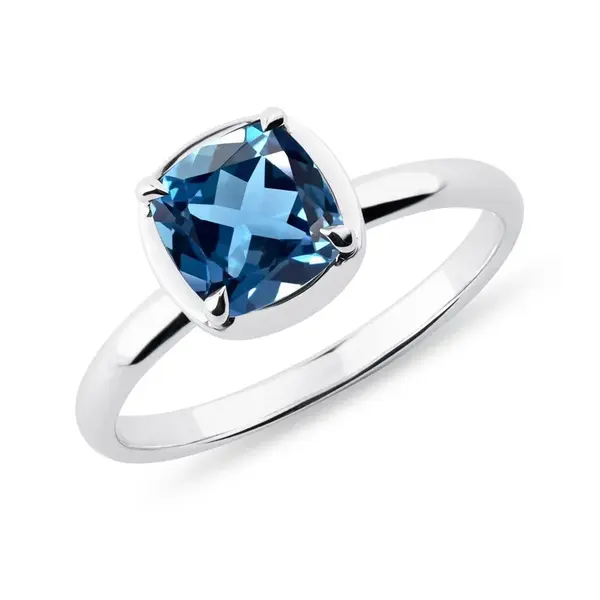Prstýnek z bílého zlata s topazem KLENOTA