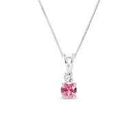 Náhrdelník s růžovým safírem a briliantem v bílém zlatě KLENOTA