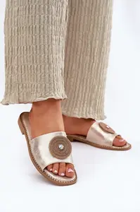 S. BARSKI Dámské Pantofle Na Plochém Podpatku S Dekorací S.Barski