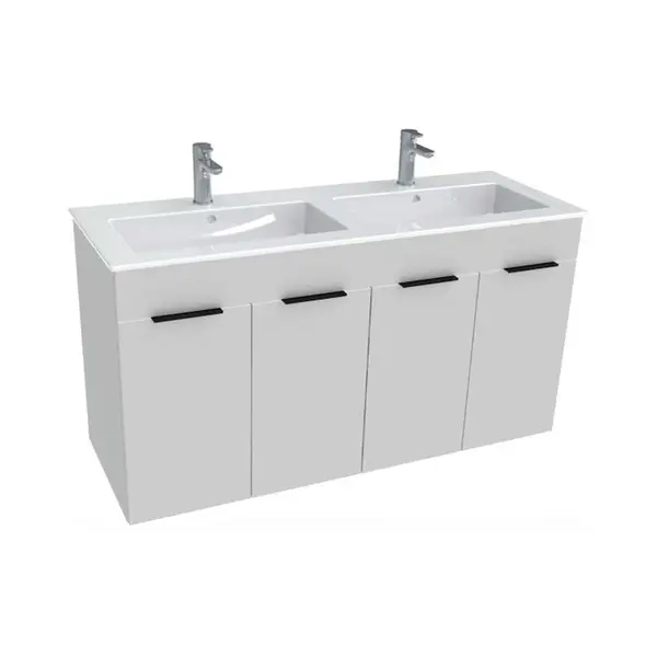 Jika Cube - Skrinka s dvojumývadlom, 118x42x62 cm, biela H4536611763001