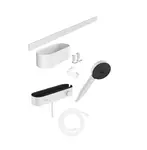 Hansgrohe WallStoris - Set sprchovej hlavice 105, 3 prúdy, termostatu a kúpeľňových doplnkov, matná biela 24250700
