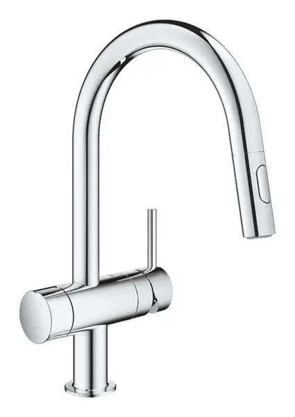 Grohe Minta - Dřezová baterie, s uzavíracím ventilem a vytahovací sprškou , Chrom 31916000