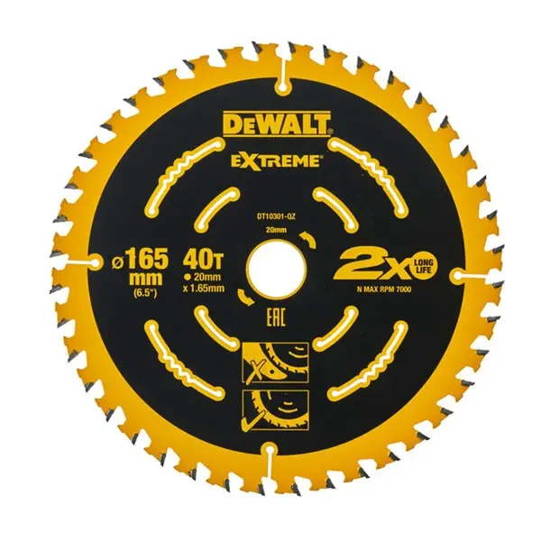 DeWALT Príslušenstvo - Pílový kotúč 165x20 mm, 40 zubov DT10301