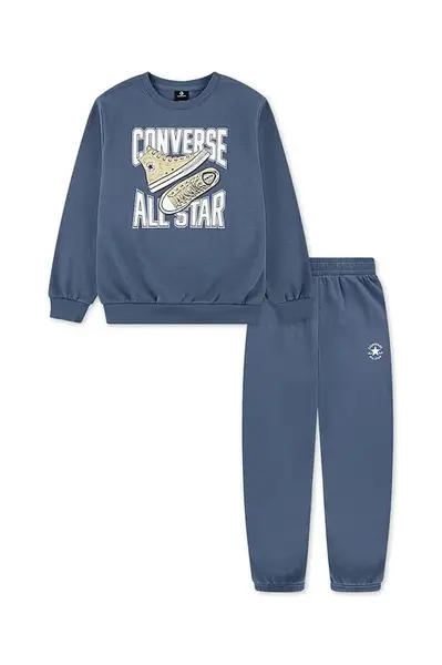 Dětská bavlněná tepláková souprava Converse tmavomodrá barva, 9CH866