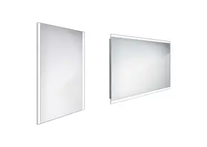 Nimco Zrcadla - Koupelnové podsvícené LED zrcadlo 50x70 cm, hranaté, aluminium ZP 11001