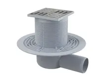 Alcadrain Odtokové kanálky - Podlahová vpust boční, 11x11 cm, průměr 5 cm, nerez/plast APV1311