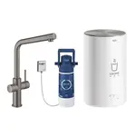 Grohe Red - Dřezová baterie Duo s ohřevem vody a filtrací, zásobník M, kartáčovaný Hard Graphite 30327AL1