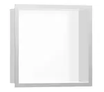 Hansgrohe XtraStoris Individual - Výklenek do stěny s designovým rámem, 30x30x10 cm, matná bílá/kartáčovaná nerez 56099800