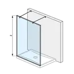 Jika Pure - Skleněná stěna pevná včetně dvou vzpěr, 130x200 cm, s úpravou Jika Perla Glass H2674210026681