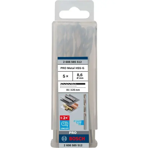 Bosch Příslušenství - Sada vrtáků do kovu, 8,6x125 mm, 5 ks 2608585512