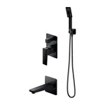 OMNIRES Parma - Vanová baterie pod omítku, 3-otvorová instalace, s tělesem, s příslušenstvím, matná černá SYSPMW01BL